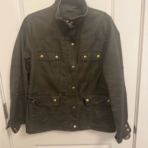 J Crew Olive Green Jacket with Gold Accents